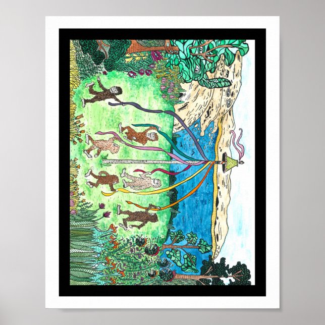 Bigfoot children dancing around a maypole poster (Front)