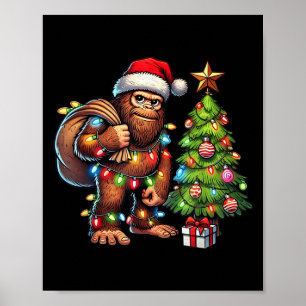 Bigfoot Christmas Christmas Tree Xmas Sasquatch Poster