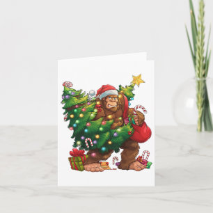 Bigfoot Christmas Funny Holiday Tree Lights Xmas B Card