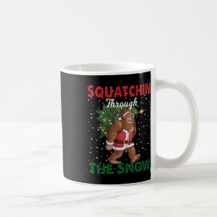 Bigfoot Christmas Funny Squatchin Through The Snow Coffee Mug