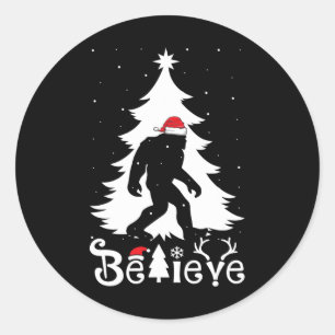 Bigfoot Christmas Gifts For Men Boys Girls Fun Chr Classic Round Sticker