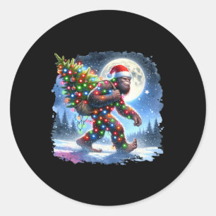 Bigfoot Christmas Holiday Sasquatch Xmas 1  Classic Round Sticker