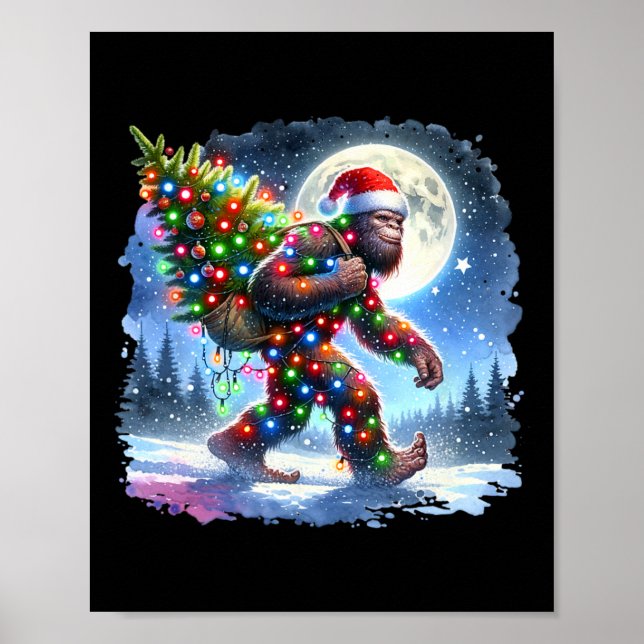 Bigfoot Christmas Holiday Sasquatch Xmas  Poster (Front)