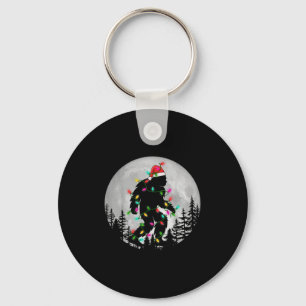 Bigfoot Christmas Lighting Santa Hat Night Moon Xm Key Ring
