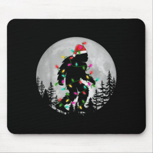 Bigfoot Christmas Lighting Santa Hat Night Moon Xm Mouse Pad
