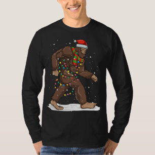 Bigfoot Christmas Lights Winter Sasquatch Santa Ha T-Shirt