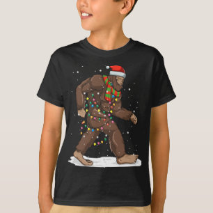 Bigfoot Christmas Lights Winter Sasquatch Santa Ha T-Shirt