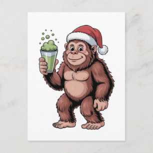 Bigfoot Christmas Sasquatch Matcha Lover Invitation Postcard