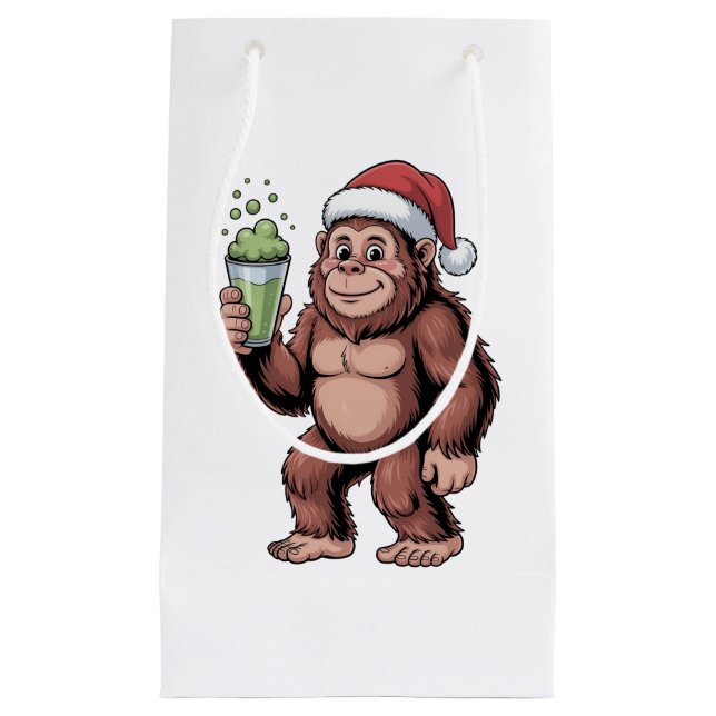 Bigfoot Christmas Sasquatch Matcha Lover  Small Gift Bag (Front)