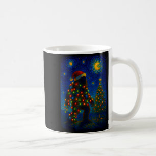 Bigfoot Christmas Sasquatch Santa Hat Starry Night Coffee Mug