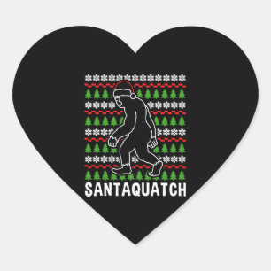 Bigfoot Christmas Shirt Heart Sticker