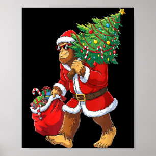 Bigfoot Christmas Tree Lights Boys Men Sasquatch L Poster