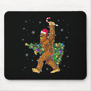 Bigfoot Christmas Tree Lights Sasquatch Lovers Mouse Pad