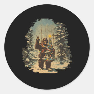 Bigfoot Christmas Tree Lights Tarot Xmas Sasquatch Classic Round Sticker
