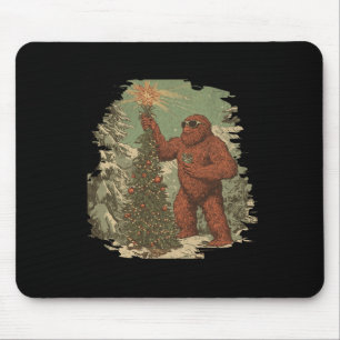 Bigfoot Christmas Tree Lights Tarot Xmas Sasquatch Mouse Pad