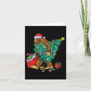 Bigfoot Christmas Tree Lights Xmas Boys Men Sasqua Card