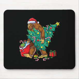 Bigfoot Christmas Tree Lights Xmas Boys Men Sasqua Mouse Pad