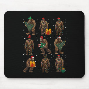 Bigfoot Christmas Tree Lights Xmas Decorations Boy Mouse Pad