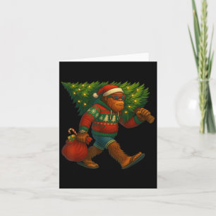 Bigfoot Christmas Tree Lights Xmas Sasquatch Boys  Card