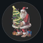 Bigfoot Christmas Tree Lights Xmas Sasquatch Lover Classic Round Sticker<br><div class="desc">Bigfoot Christmas Tree Lights Xmas Sasquatch Lovers</div>