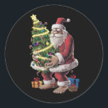 Bigfoot Christmas Tree Lights Xmas Sasquatch Lover Classic Round Sticker<br><div class="desc">Bigfoot Christmas Tree Lights Xmas Sasquatch Lovers</div>
