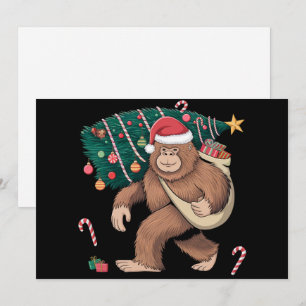 Bigfoot Christmas Tree Lights Xmas Sasquatch Lover Holiday Card