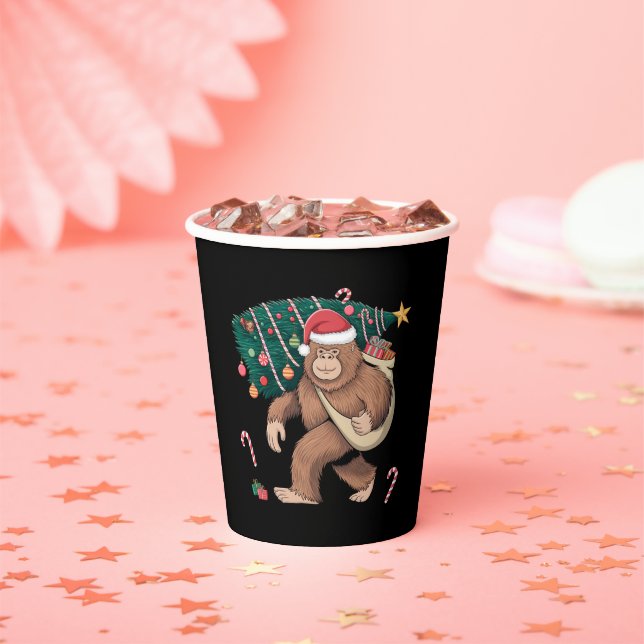 Bigfoot Christmas Tree Lights Xmas Sasquatch Lover Paper Cups (Insitu)