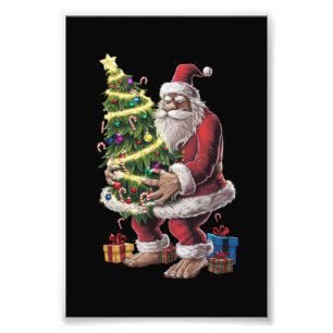 Bigfoot Christmas Tree Lights Xmas Sasquatch Lover Photo Print
