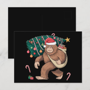 Bigfoot Christmas Tree Lights Xmas Sasquatch Lover Postcard