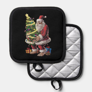 Bigfoot Christmas Tree Lights Xmas Sasquatch Lover Pot Holder