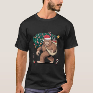 Bigfoot Christmas Tree Lights Xmas Sasquatch Lover T-Shirt