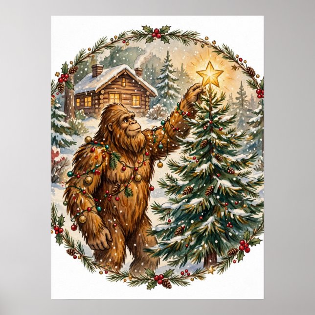 Bigfoot Christmas Tree Poster (Front)