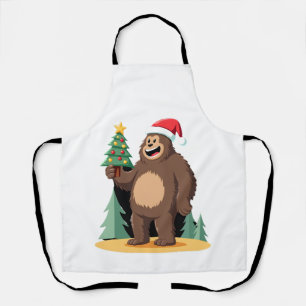 Bigfoot Christmas Tree Santa Hat (1) Apron