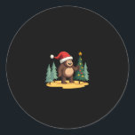 Bigfoot Christmas Tree Santa Hat (1) Classic Round Sticker<br><div class="desc">Bigfoot Christmas Tree Santa Hat (1)</div>