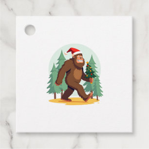 Bigfoot Christmas Tree Santa Hat (1) Favour Tags