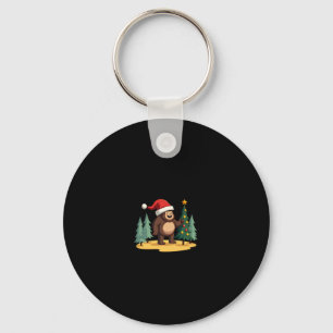 Bigfoot Christmas Tree Santa Hat (1) Key Ring