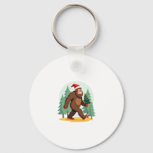 Bigfoot Christmas Tree Santa Hat (1) Key Ring