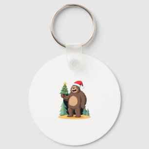 Bigfoot Christmas Tree Santa Hat (1) Key Ring