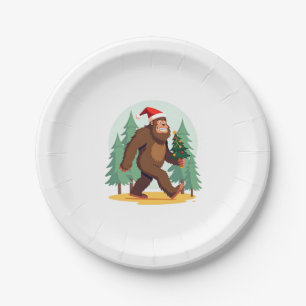 Bigfoot Christmas Tree Santa Hat (1) Paper Plate