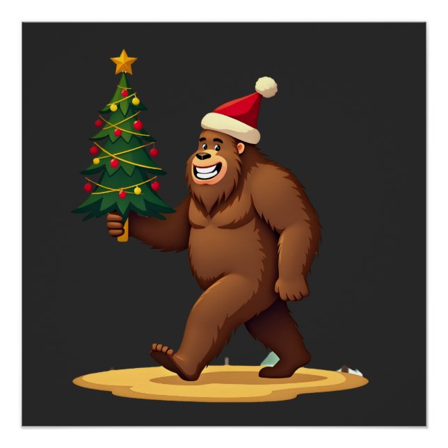 Bigfoot Christmas Tree Santa Hat (1) Poster (Front)