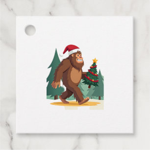 Bigfoot Christmas Tree Santa Hat (2) Favour Tags