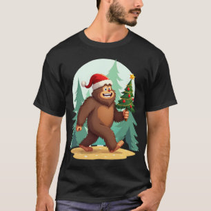 Bigfoot Christmas Tree Santa Hat (2) T-Shirt