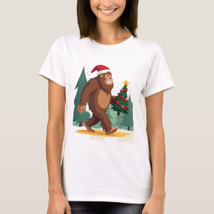 Bigfoot Christmas Tree Santa Hat (2) T-Shirt