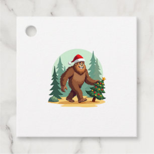 Bigfoot Christmas Tree Santa Hat (3) Favour Tags