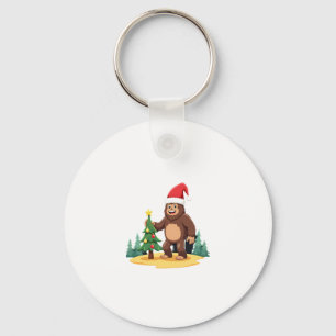 Bigfoot Christmas Tree Santa Hat (3) Key Ring