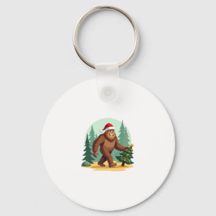 Bigfoot Christmas Tree Santa Hat (3) Key Ring