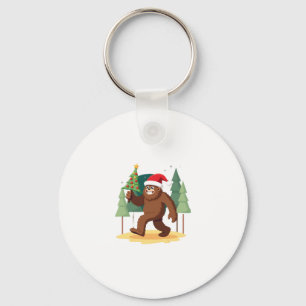 Bigfoot Christmas Tree Santa Hat (4) Key Ring