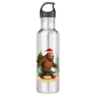 Bigfoot Christmas Tree Santa Hat (5) 710 Ml Water Bottle