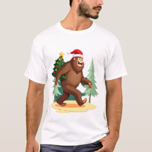 Bigfoot Christmas Tree Santa Hat (5) T-Shirt