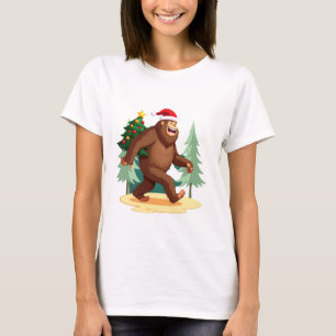Bigfoot Christmas Tree Santa Hat (5) T-Shirt